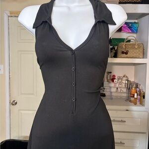 Black Sleeveless Button-Down pants